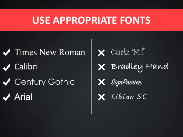 Use appropriate fonts