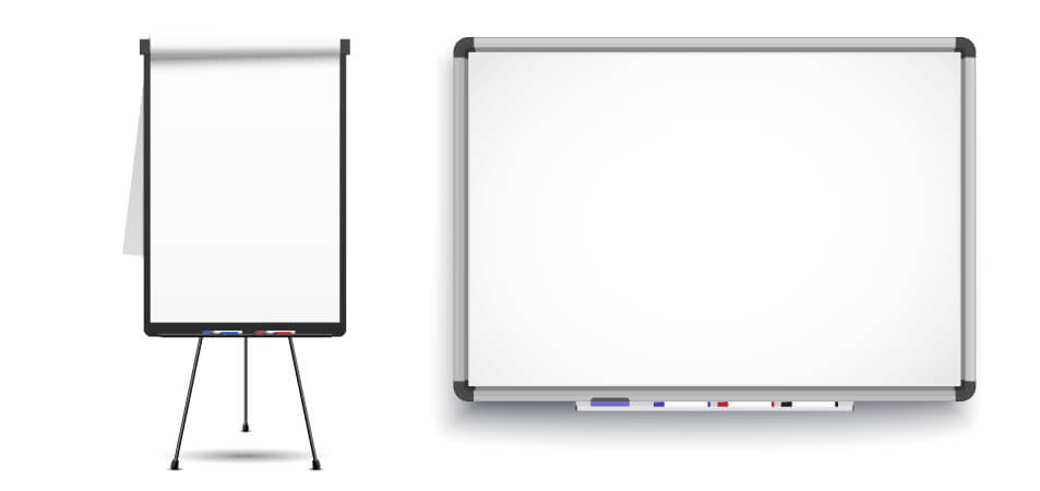 flipchart and whiteboard