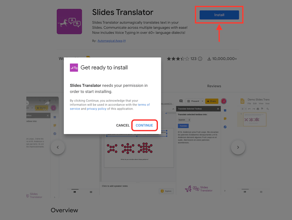 Install Slides Translator