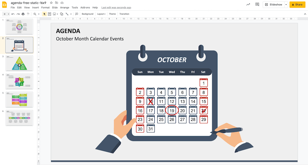 copy paste calendar image in Google Slides