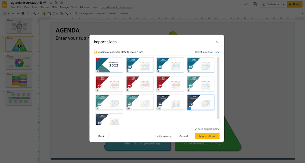 Import slides in Google Slides