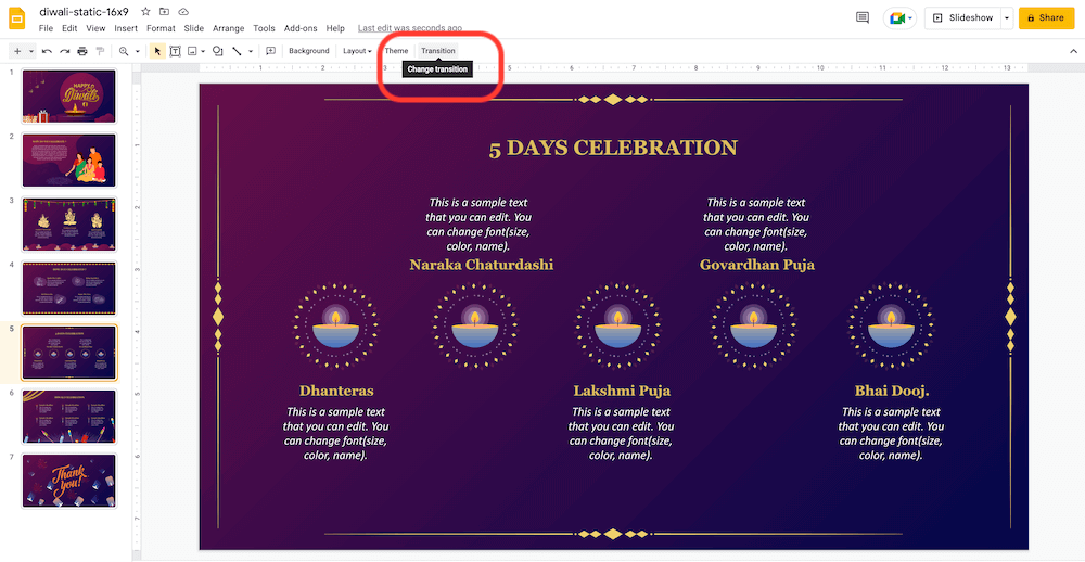 Transition in Google Slides