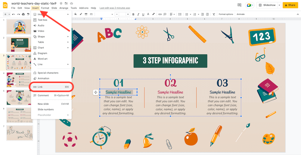 Insert Link in Google Slides