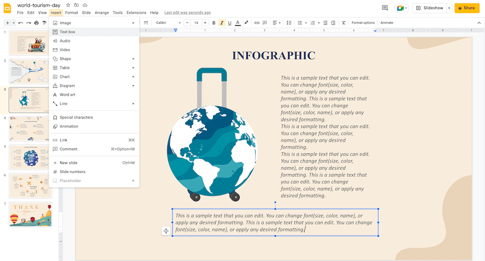 Insert a text box in google slides