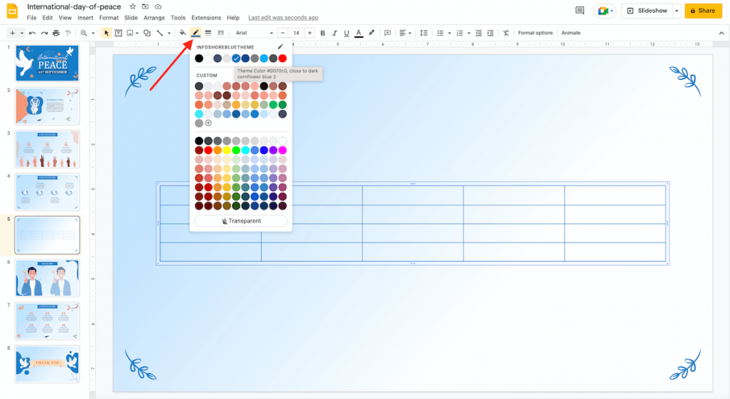 Edit border color in google slides