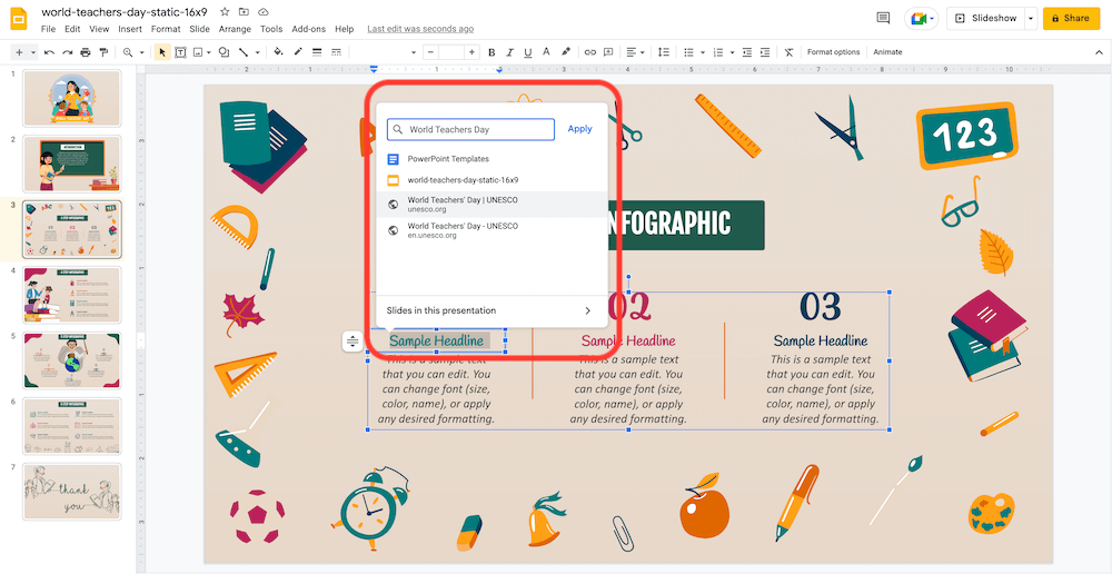 Link a Resource in Google Slides