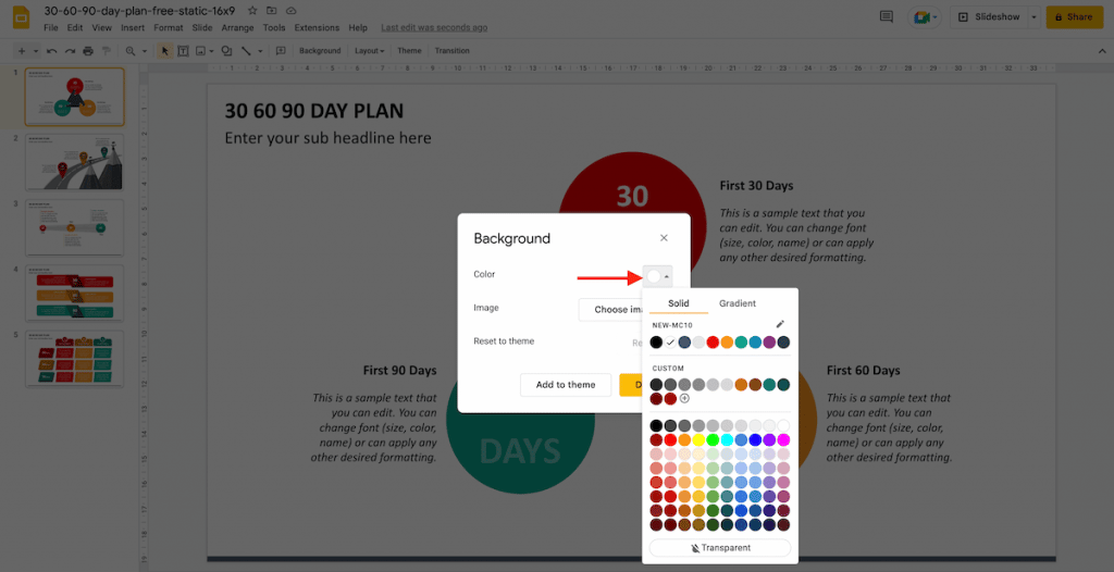 Choose Background Color in Google Slides