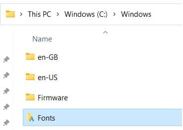 Font option in Windows PC