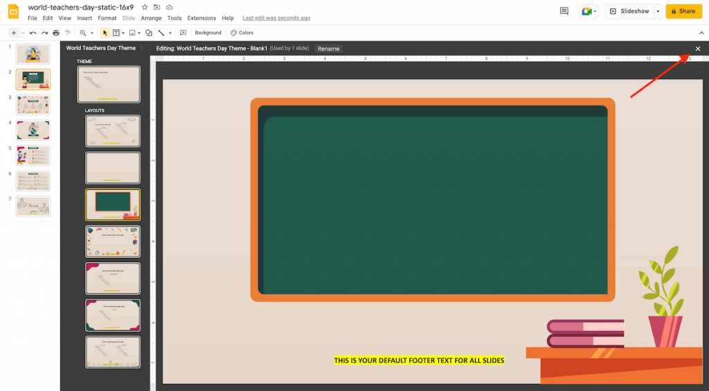 close master slide in google slides