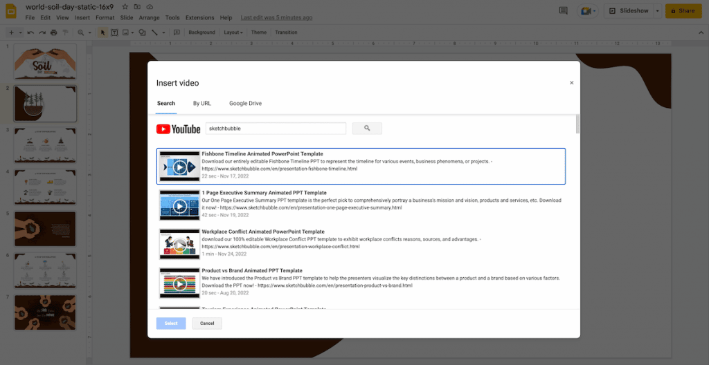 Youtube Video search option in Google Slides