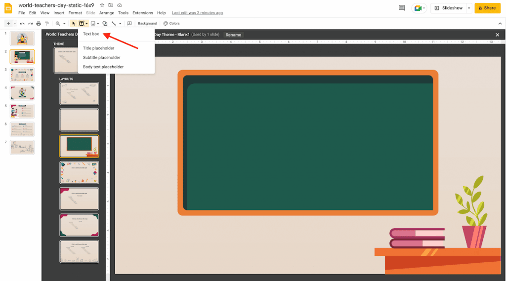 Insert text placeholder in google slides