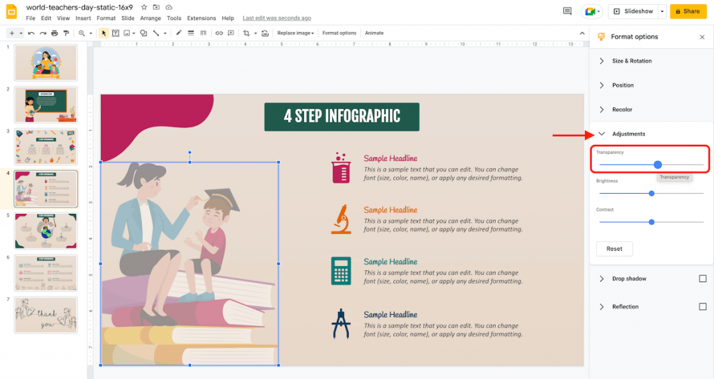 Image Transparency in Google Slides