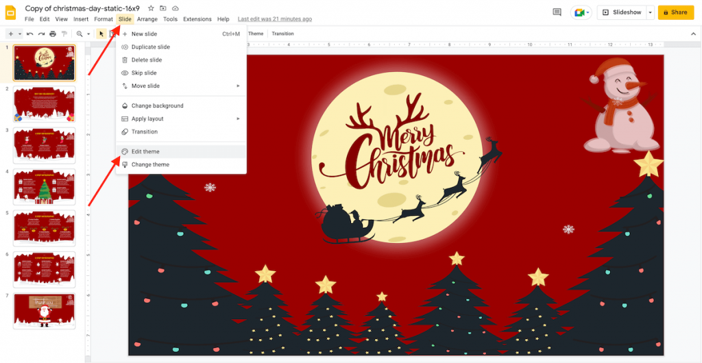 Edit theme in Google Slides