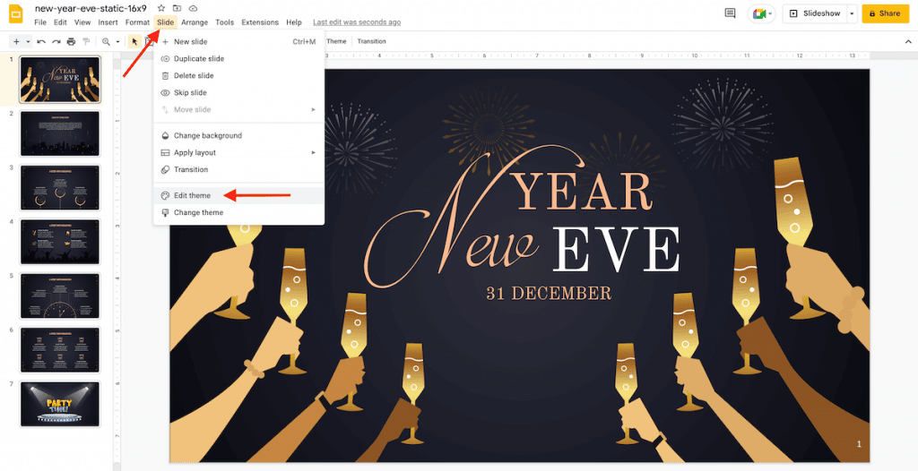 Edit theme in Google Slides