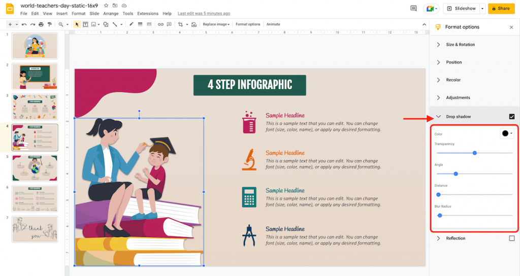 Image Shadow in Google Slides