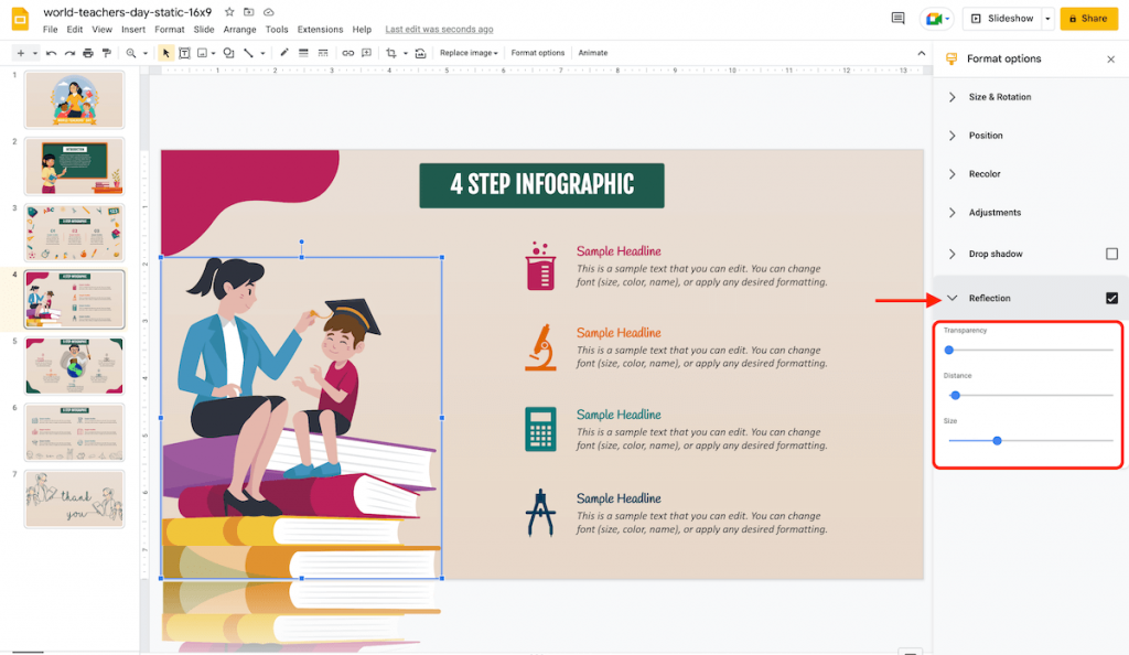 Image Reflection in Google Slides