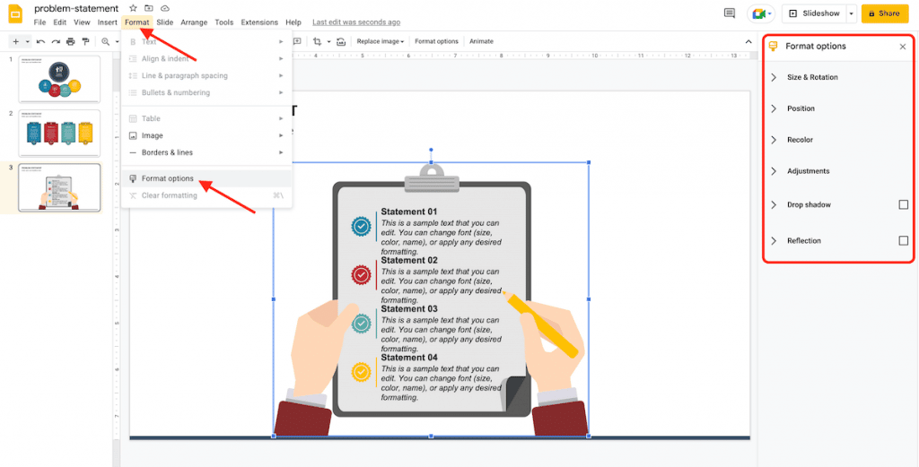 Image format option in Google Slides