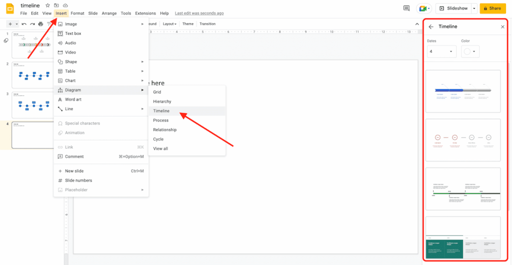 Insert timeline in Google Slides