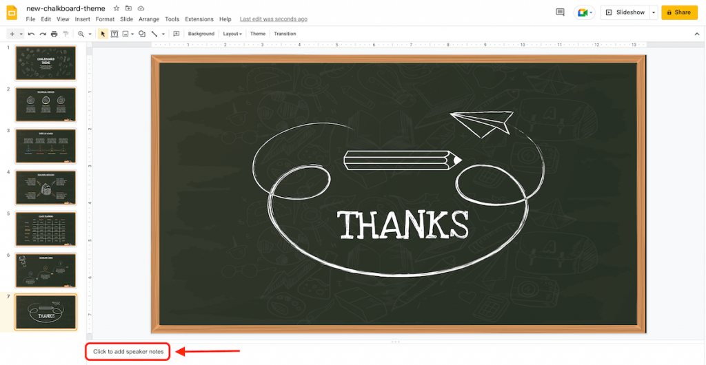 Speaker notes in Google Slides