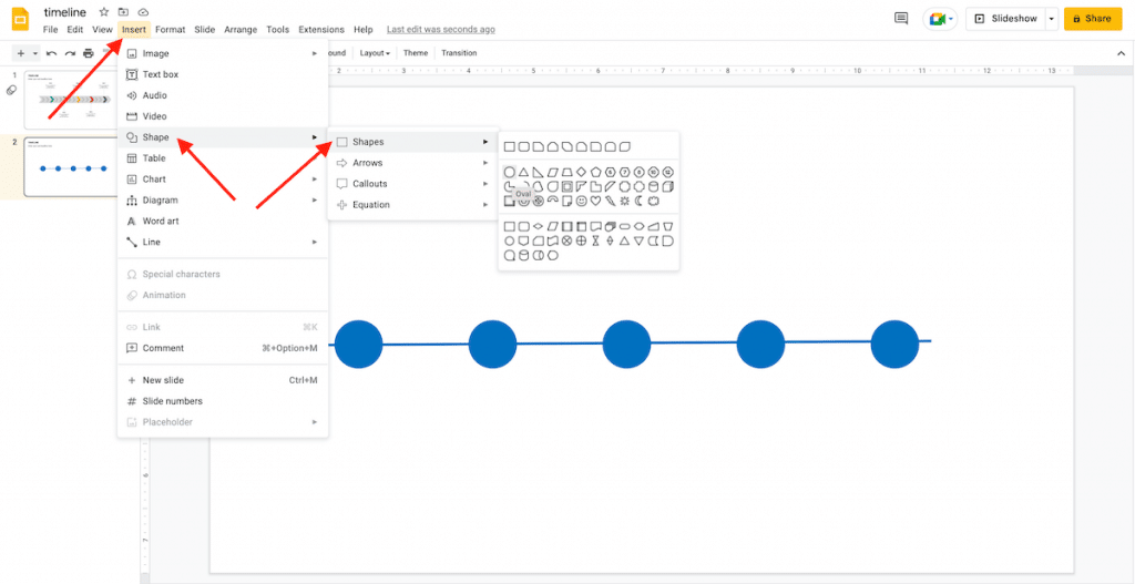 Insert shapes in Google Slides