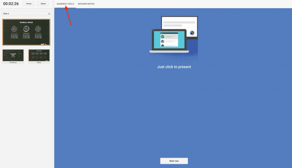 Audience Tools in Google Slides