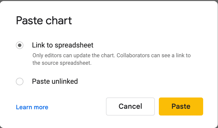 Copy/Paste Chart in Google Slides