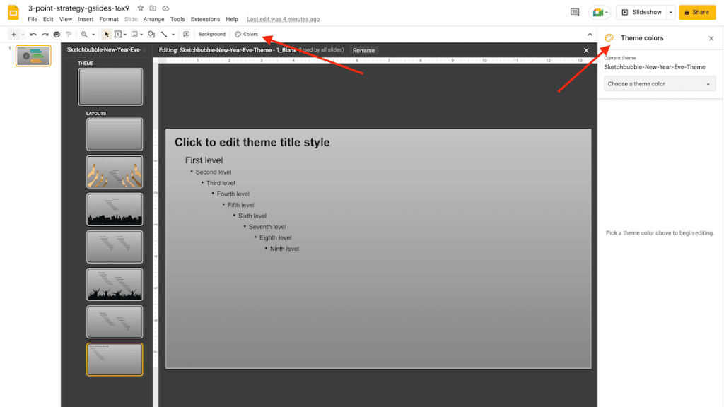 Edit theme colors in Google Slides