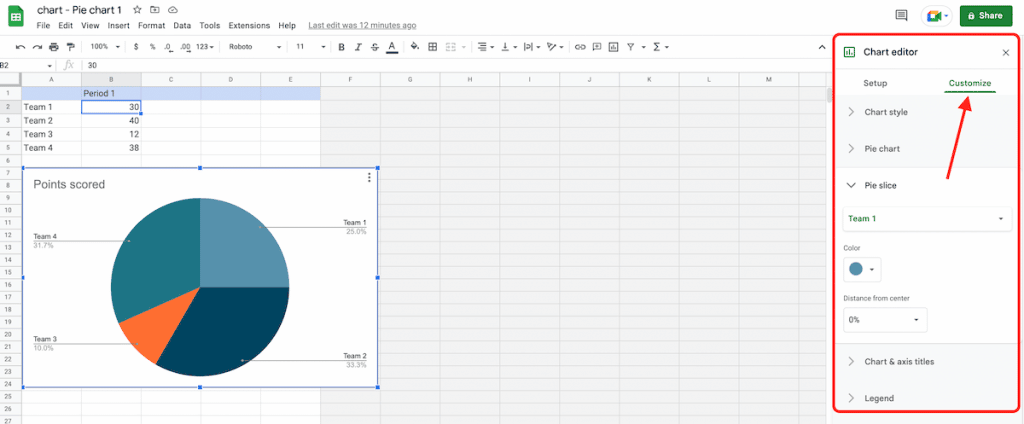 Customize chart data in Google Slides