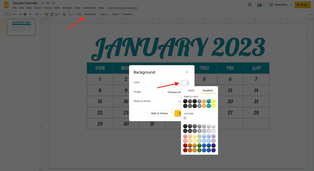 Change background in Google Slides