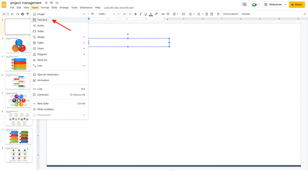Insert text box in Google Slides