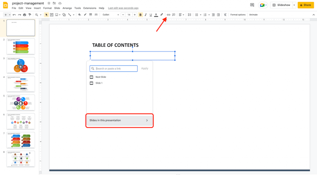 Insert link in Google Slides