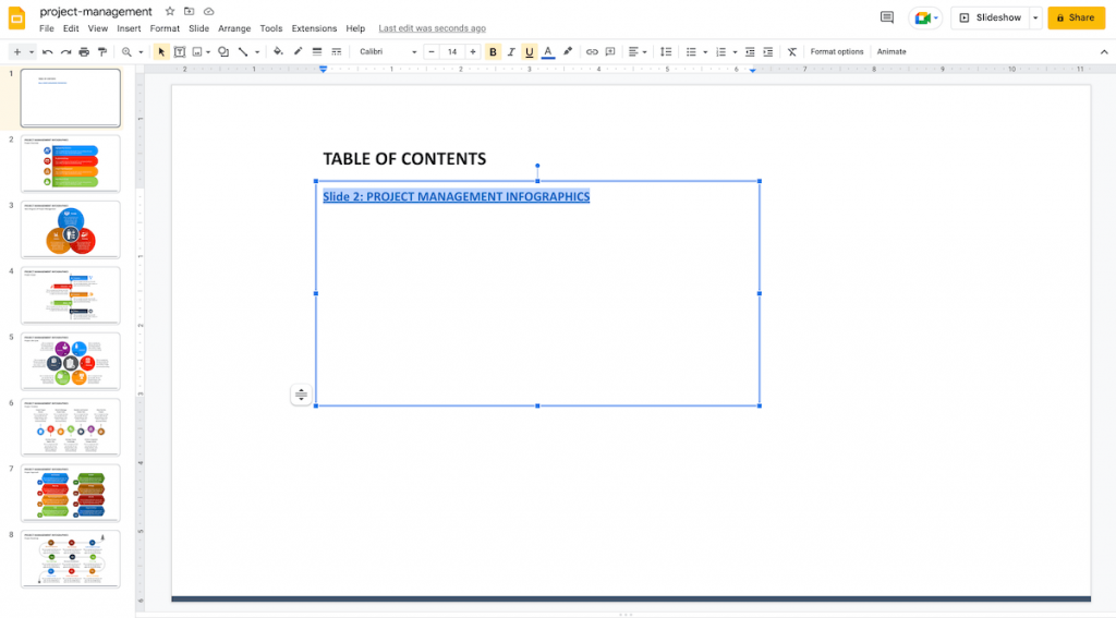 Insert slides link in Google Slides