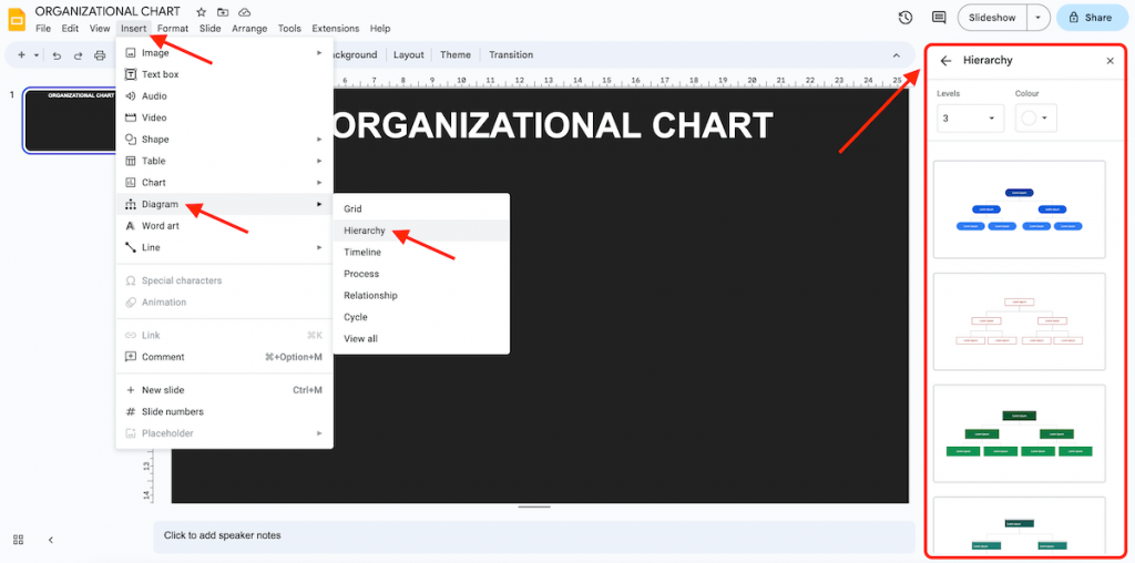 Insert Diagram in Google Slides