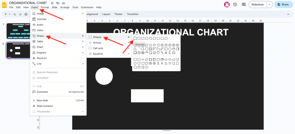 Insert Rectangle Shape in Google Slides