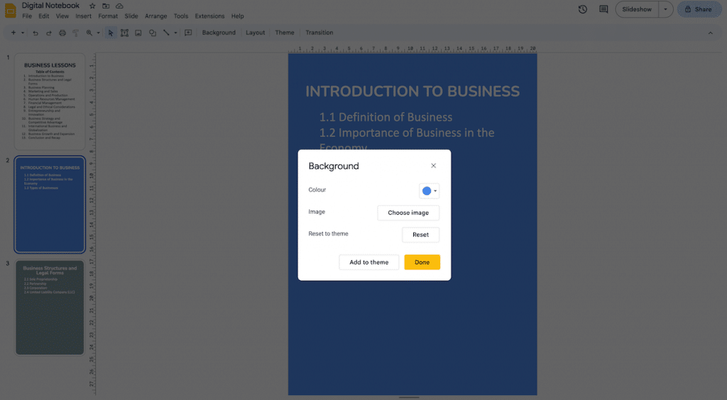 Change Background in Google Slides