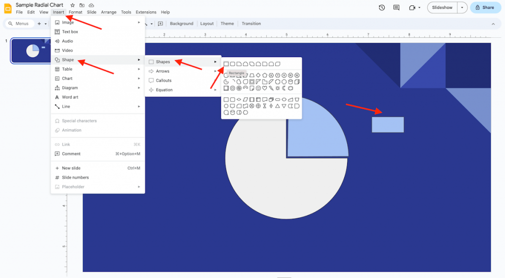 Insert Rectangle Shape in Google Slides