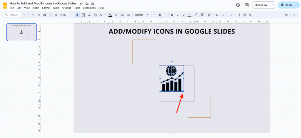 Drag an icon in google slides