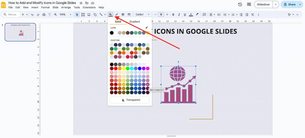 change color of an icon in google slides