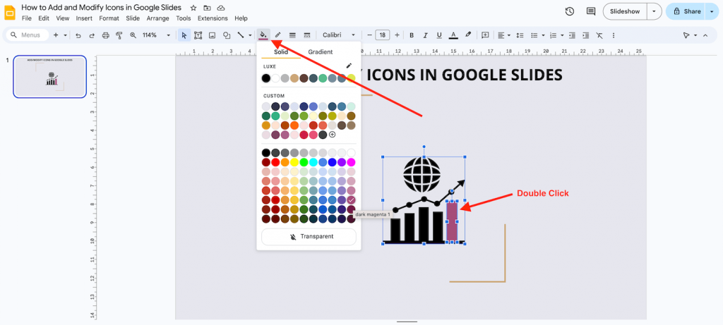 change color of an element of the icon in google slides