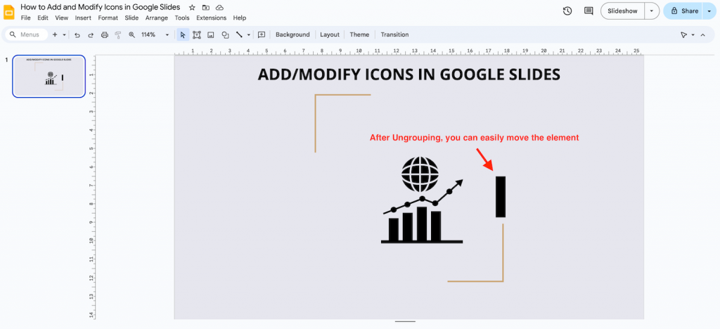 move an element of the icon in google slides