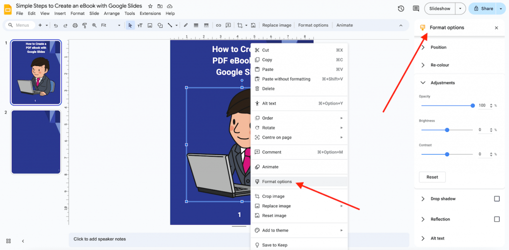 Image Format Options in Google Slides