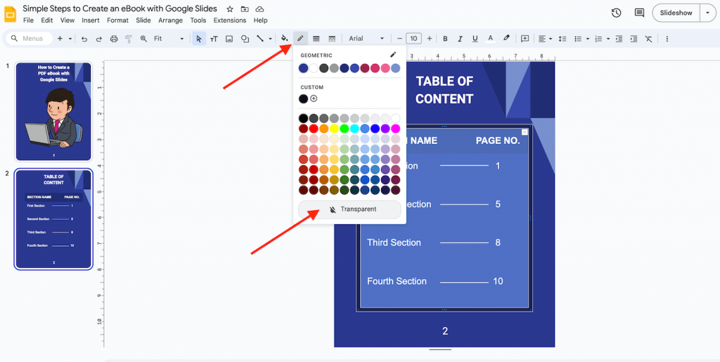 Table Border in Google Slides