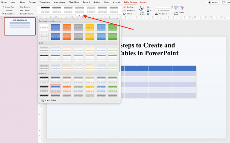 Simple Steps to Create and Format Tables in PowerPoint