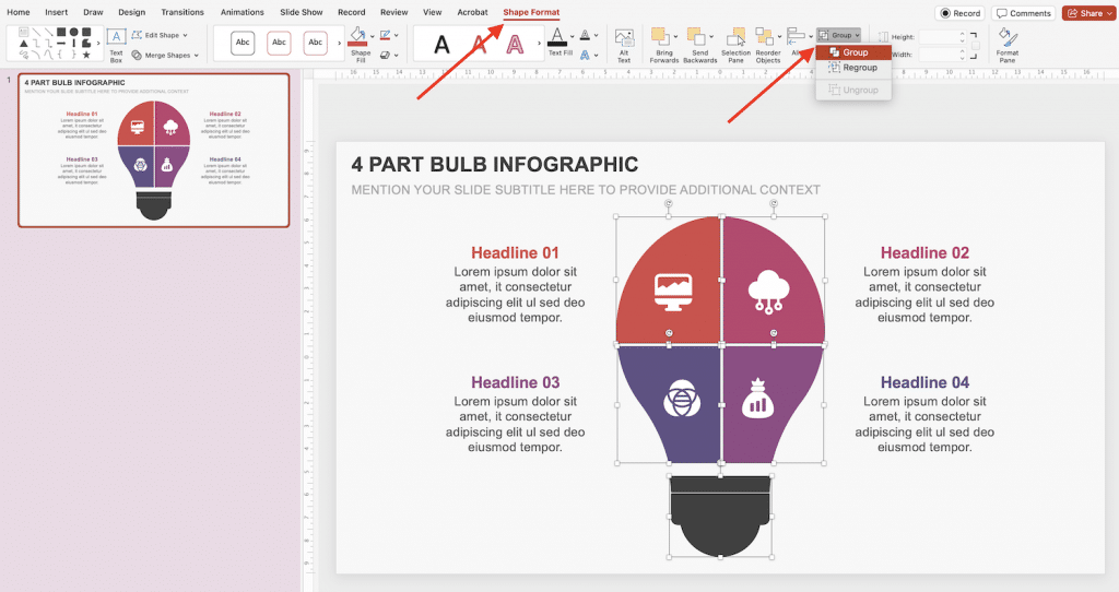 Group Elements in PowerPoint