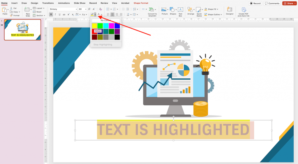 Highlight text in PowerPoint