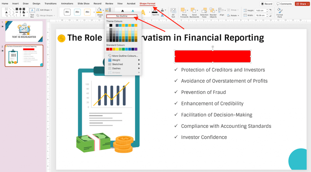Highlight text in PowerPoint using a shape - 2