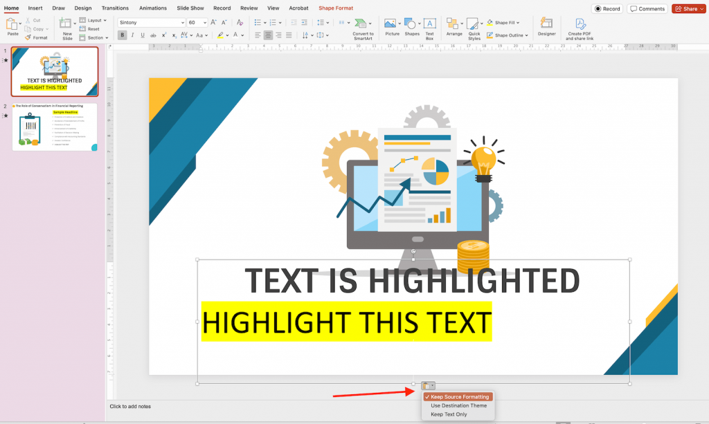 Copy-Paste Highlighted text in PowerPoint