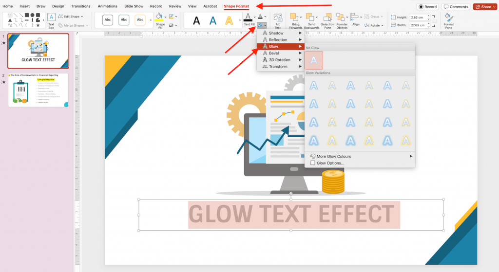 Glow Text Option in PowerPoint